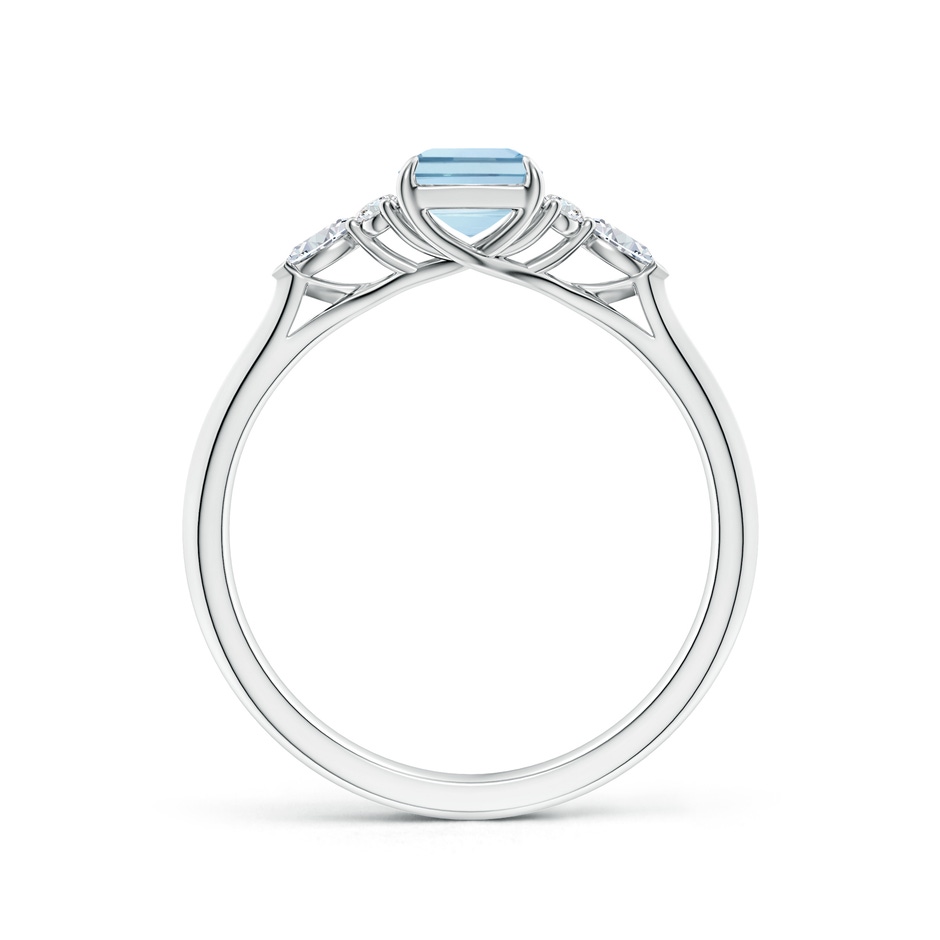 7x5mm AA Emerald-Cut Aquamarine Side Stone Engagement Ring with Diamonds in S999 Silver side 199