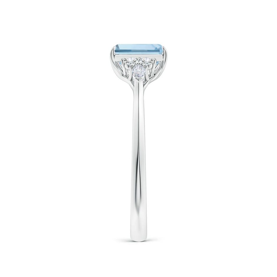 7x5mm AA Emerald-Cut Aquamarine Side Stone Engagement Ring with Diamonds in S999 Silver side 299