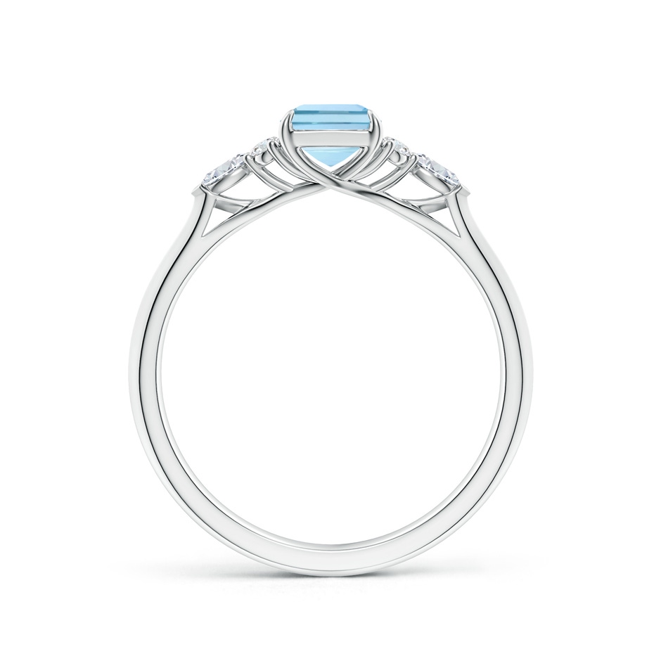 7x5mm AAA Emerald-Cut Aquamarine Side Stone Engagement Ring with Diamonds in S999 Silver side 199