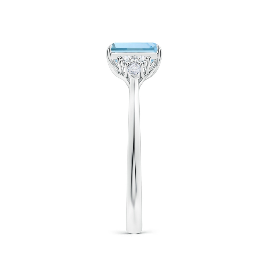 7x5mm AAA Emerald-Cut Aquamarine Side Stone Engagement Ring with Diamonds in S999 Silver side 299