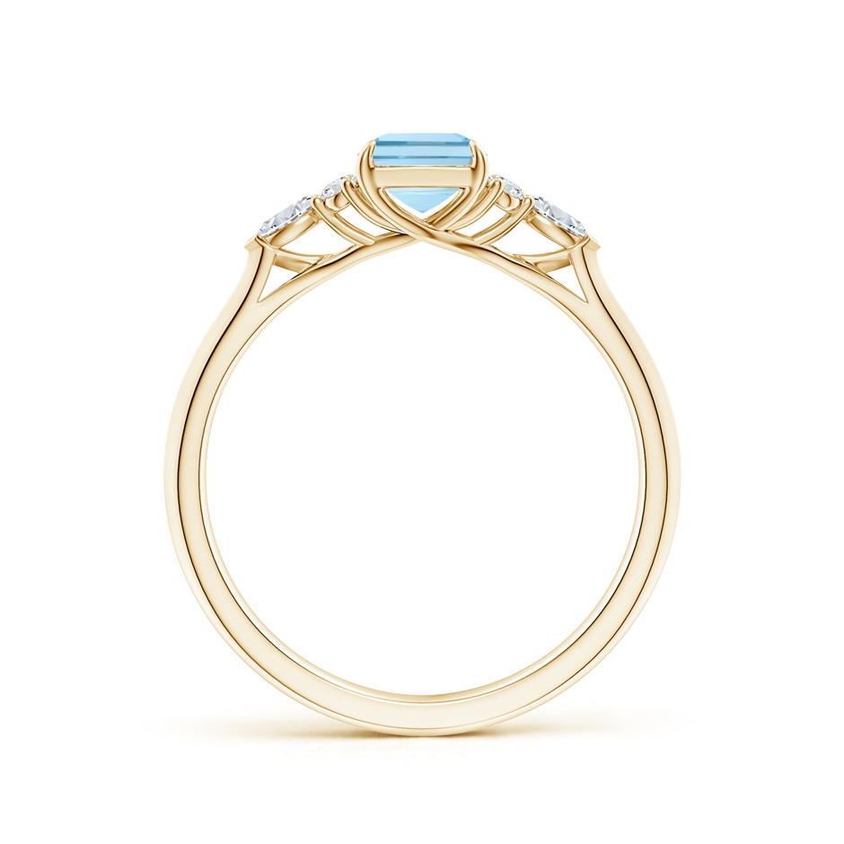 7x5mm AAA Emerald-Cut Aquamarine Side Stone Engagement Ring with Diamonds in Yellow Gold side 199