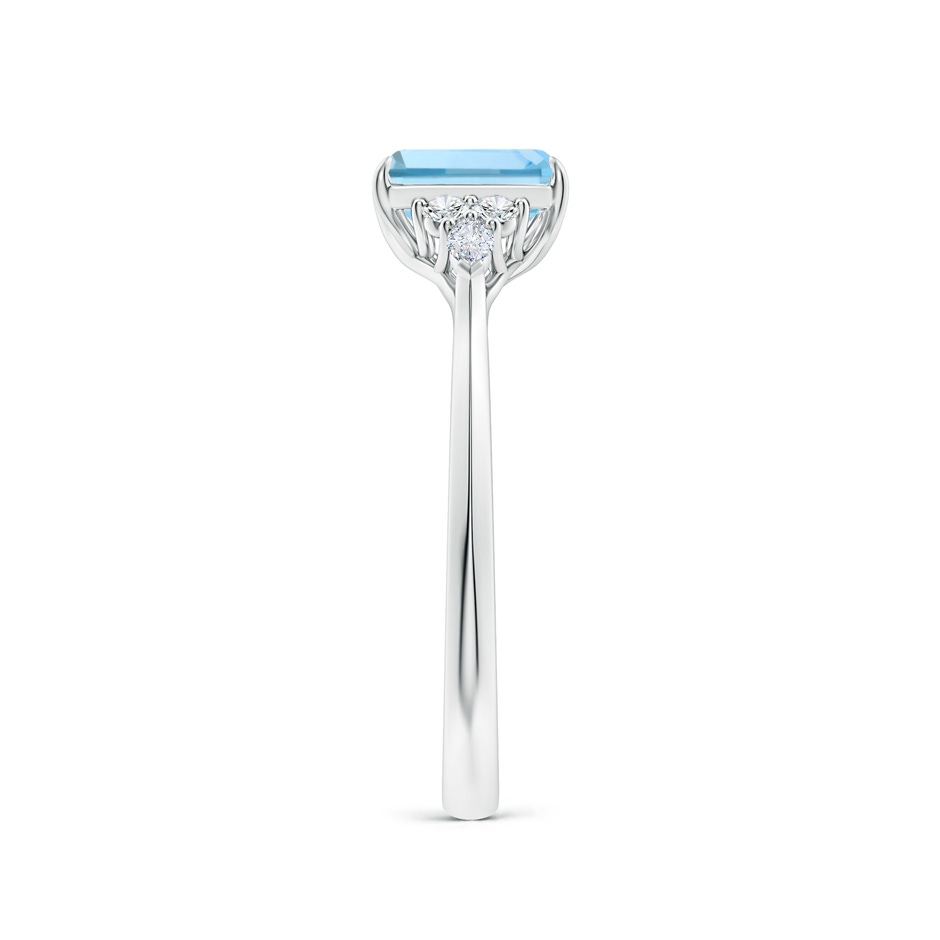 7x5mm AAAA Emerald-Cut Aquamarine Side Stone Engagement Ring with Diamonds in P950 Platinum side 299