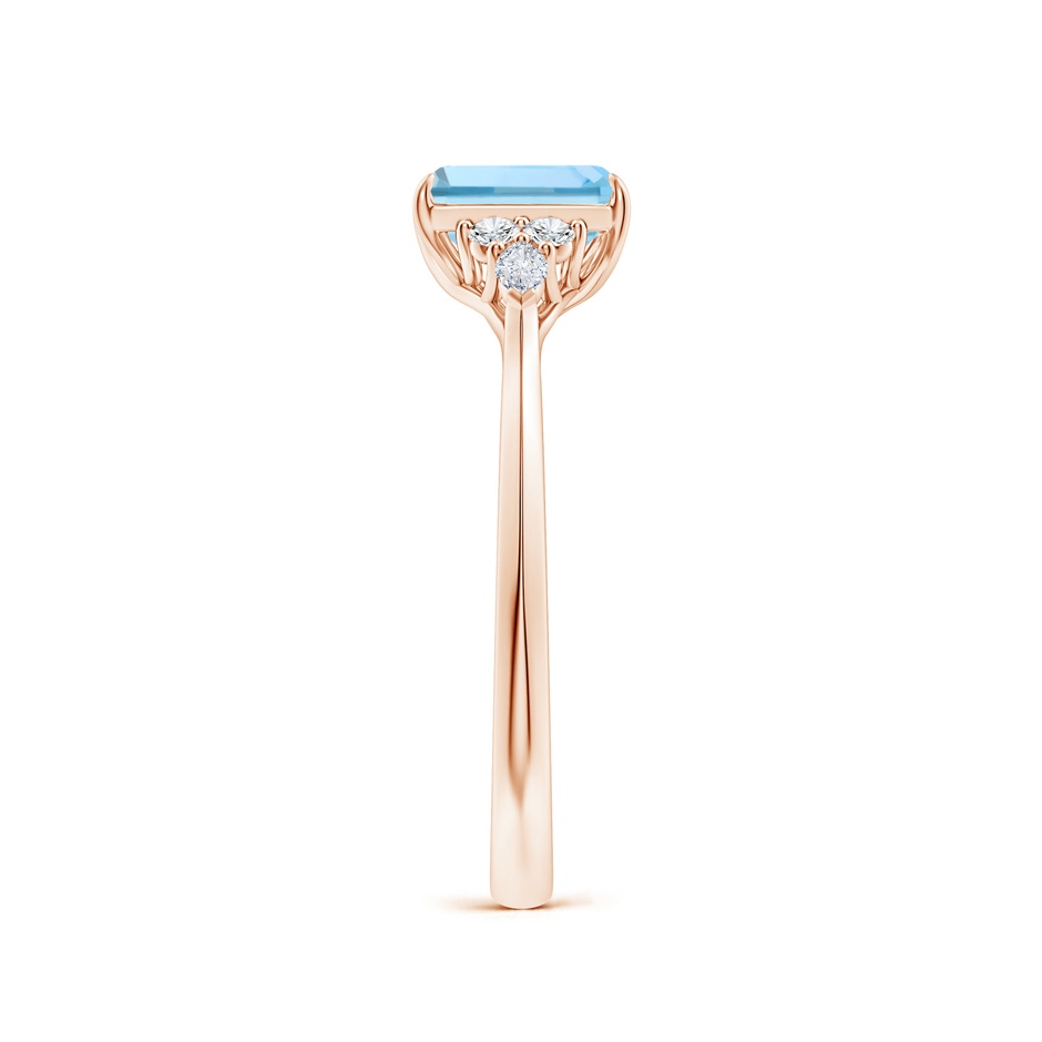 7x5mm AAAA Emerald-Cut Aquamarine Side Stone Engagement Ring with Diamonds in Rose Gold side 299