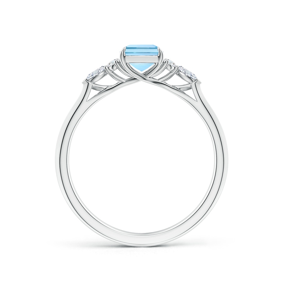 7x5mm AAAA Emerald-Cut Aquamarine Side Stone Engagement Ring with Diamonds in S999 Silver side 199
