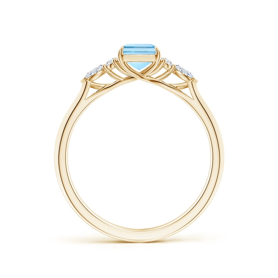 7x5mm AAAA Emerald-Cut Aquamarine Side Stone Engagement Ring with Diamonds in Yellow Gold side 199