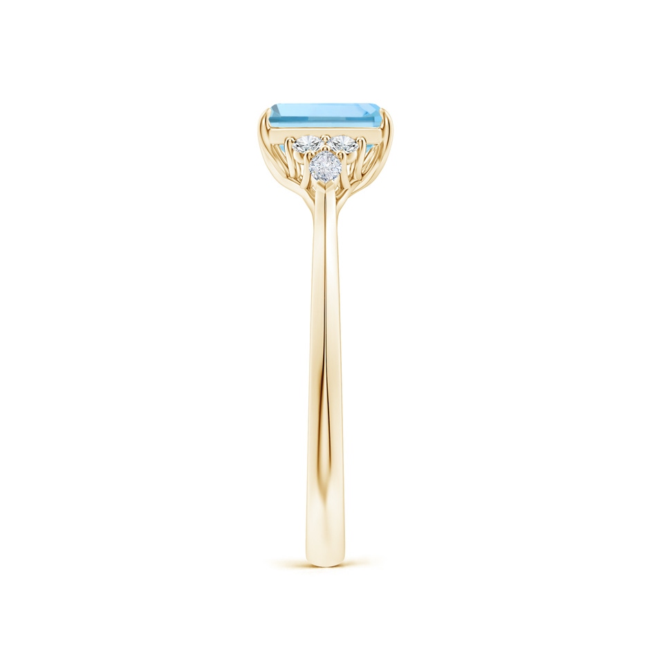 7x5mm AAAA Emerald-Cut Aquamarine Side Stone Engagement Ring with Diamonds in Yellow Gold side 299
