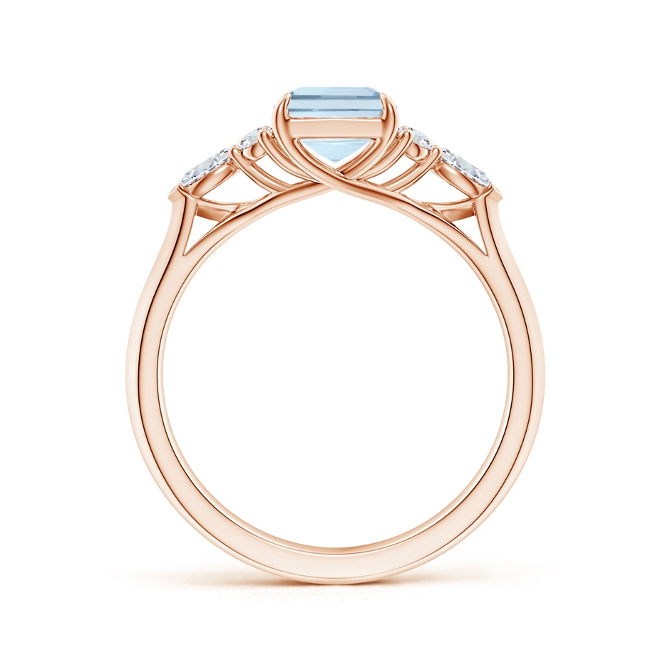 8x6mm A Emerald-Cut Aquamarine Side Stone Engagement Ring with Diamonds in Rose Gold side 199