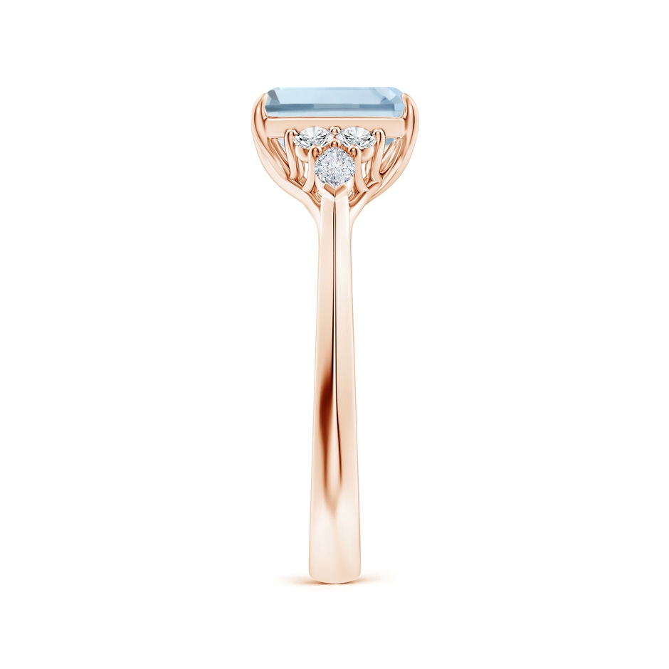 8x6mm A Emerald-Cut Aquamarine Side Stone Engagement Ring with Diamonds in Rose Gold side 299