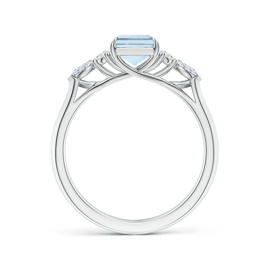 8x6mm A Emerald-Cut Aquamarine Side Stone Engagement Ring with Diamonds in S999 Silver side 199