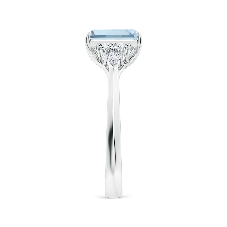 8x6mm A Emerald-Cut Aquamarine Side Stone Engagement Ring with Diamonds in S999 Silver side 299