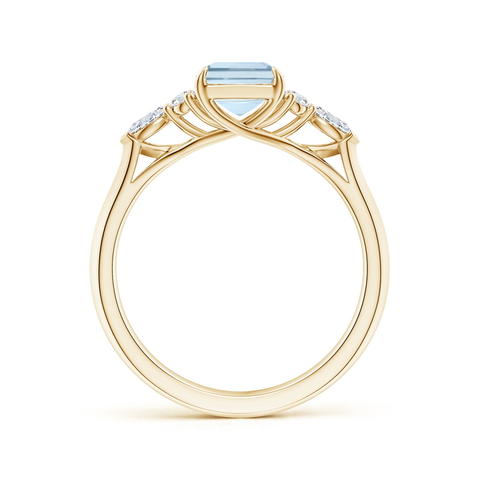 8x6mm A Emerald-Cut Aquamarine Side Stone Engagement Ring with Diamonds in Yellow Gold side 199