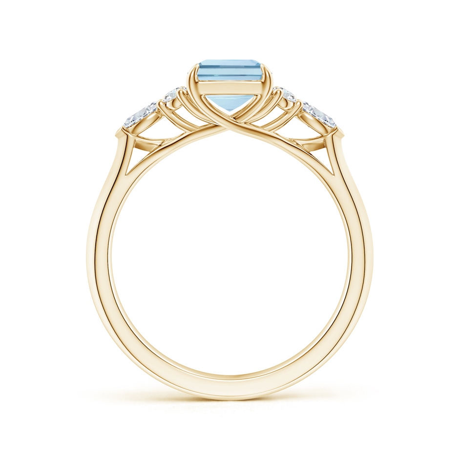 8x6mm AA Emerald-Cut Aquamarine Side Stone Engagement Ring with Diamonds in Yellow Gold side 199