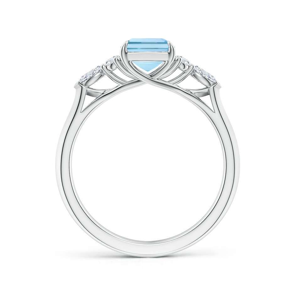 8x6mm AAA Emerald-Cut Aquamarine Side Stone Engagement Ring with Diamonds in P950 Platinum side 199