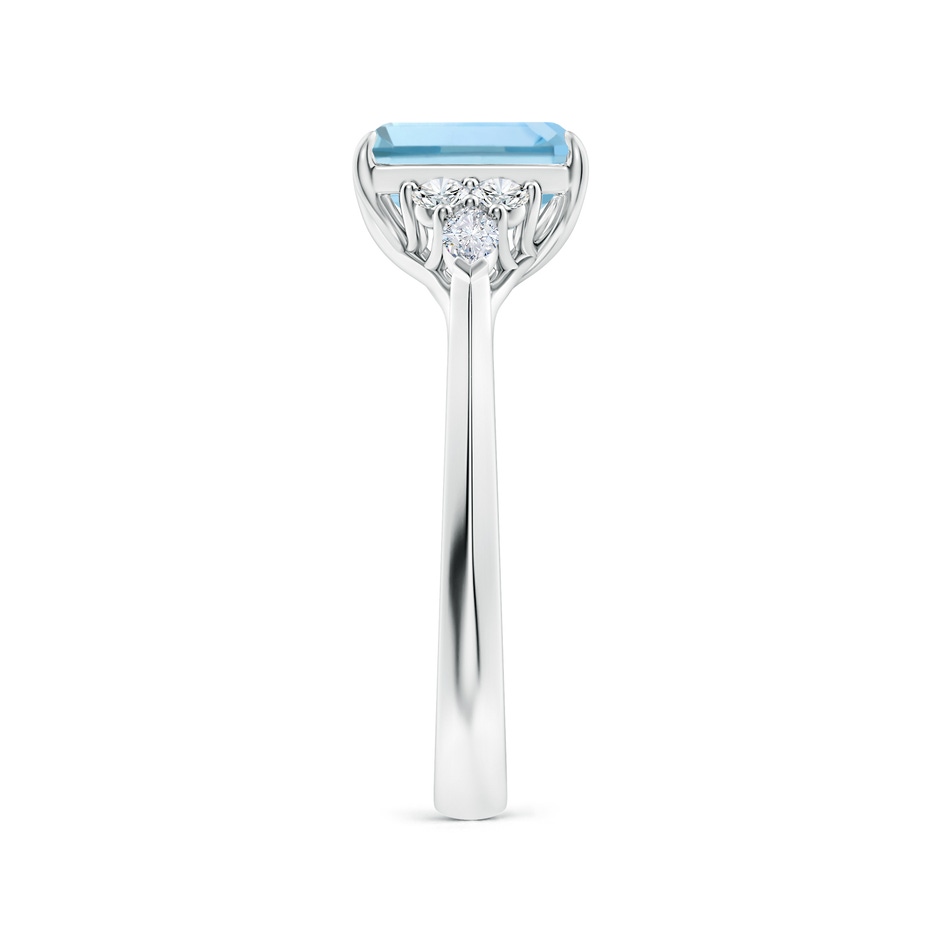 8x6mm AAA Emerald-Cut Aquamarine Side Stone Engagement Ring with Diamonds in P950 Platinum side 299