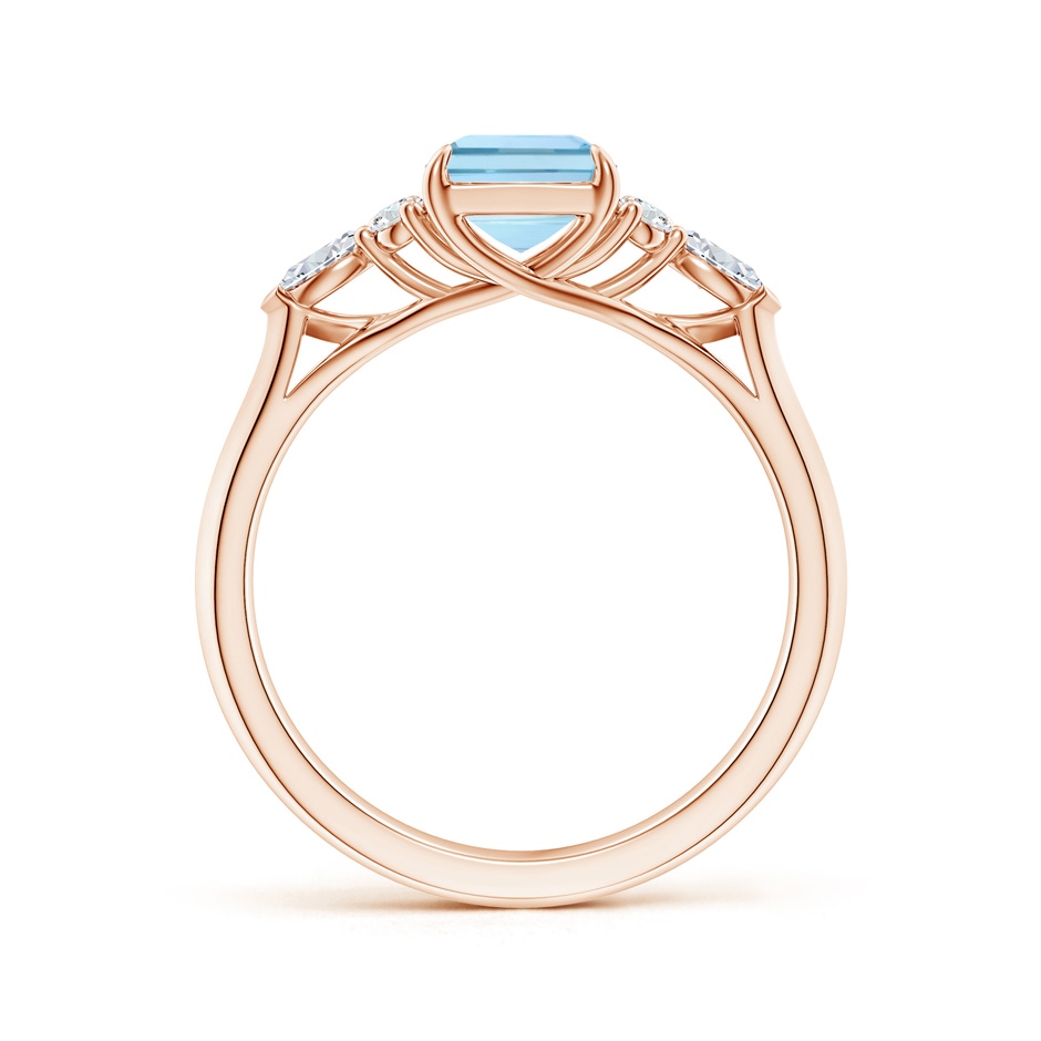 8x6mm AAA Emerald-Cut Aquamarine Side Stone Engagement Ring with Diamonds in Rose Gold side 199