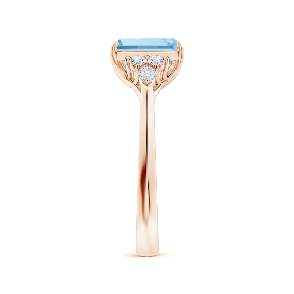 8x6mm AAA Emerald-Cut Aquamarine Side Stone Engagement Ring with Diamonds in Rose Gold side 299