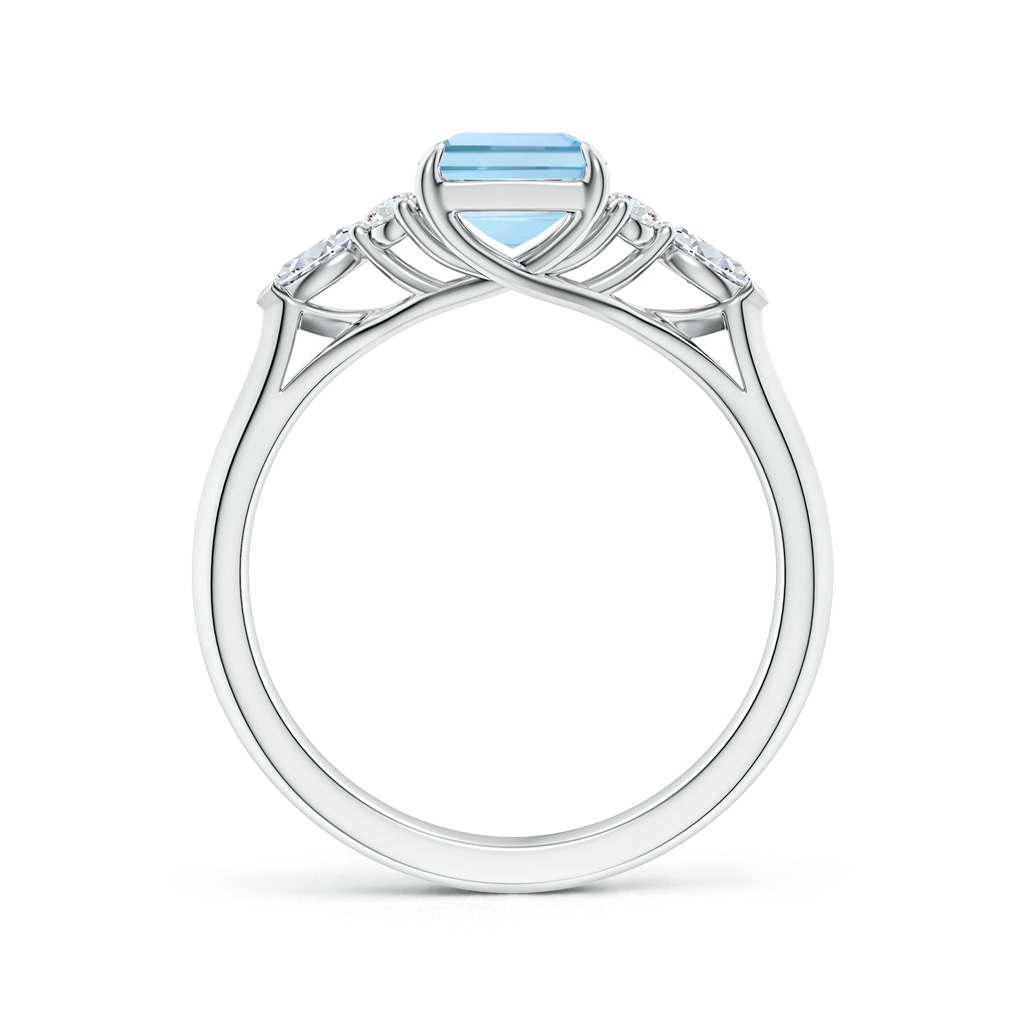 8x6mm AAA Emerald-Cut Aquamarine Side Stone Engagement Ring with Diamonds in White Gold Side 199