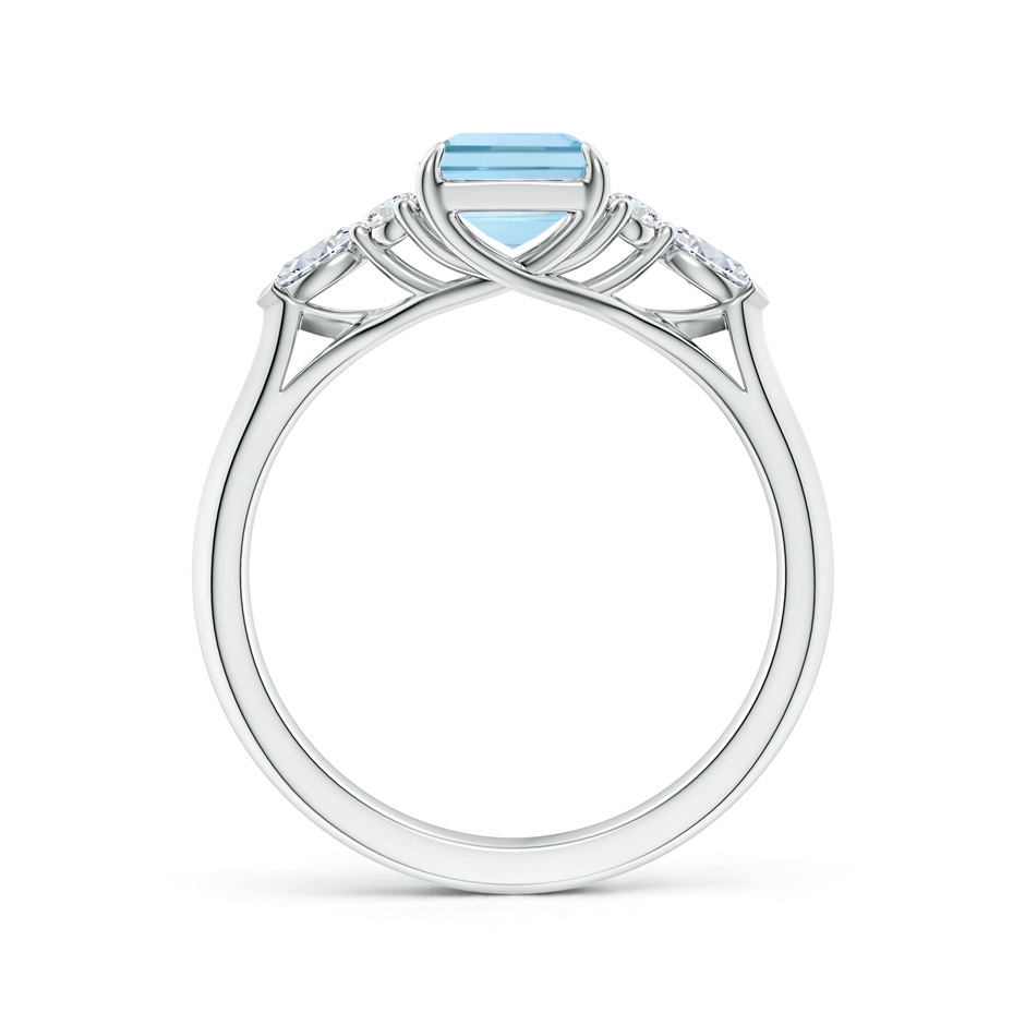 8x6mm AAA Emerald-Cut Aquamarine Side Stone Engagement Ring with Diamonds in White Gold side 199