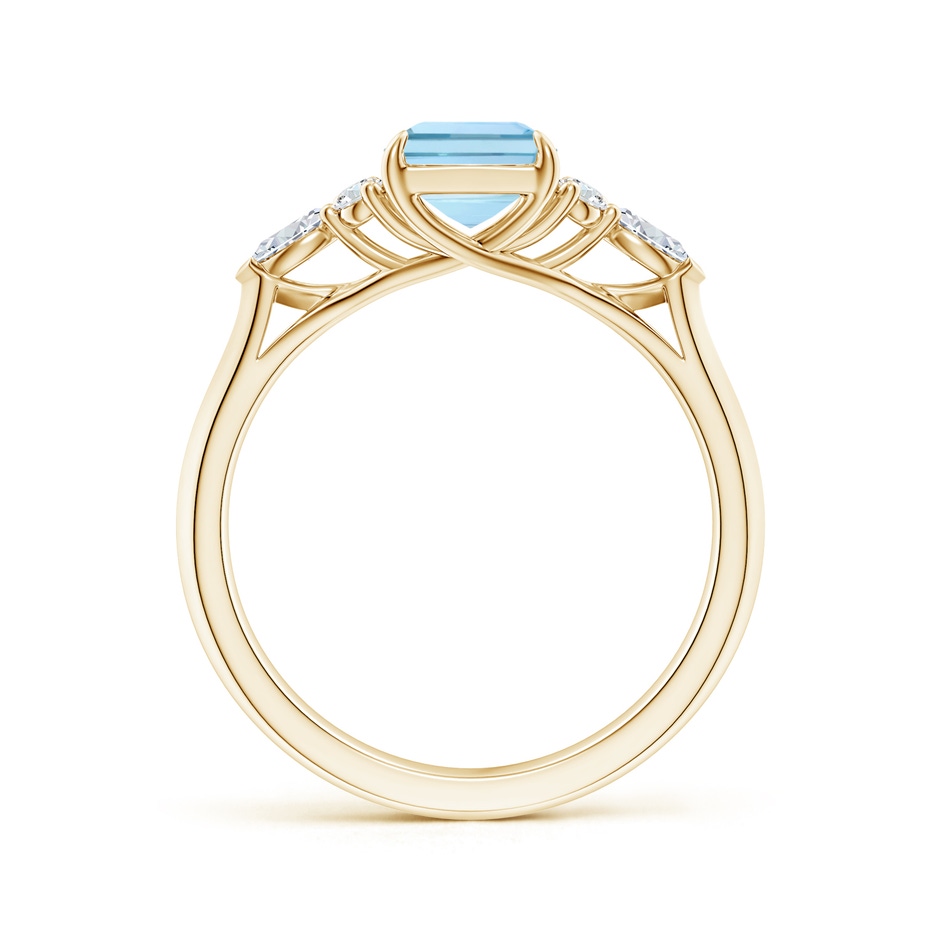 8x6mm AAA Emerald-Cut Aquamarine Side Stone Engagement Ring with Diamonds in Yellow Gold side 199