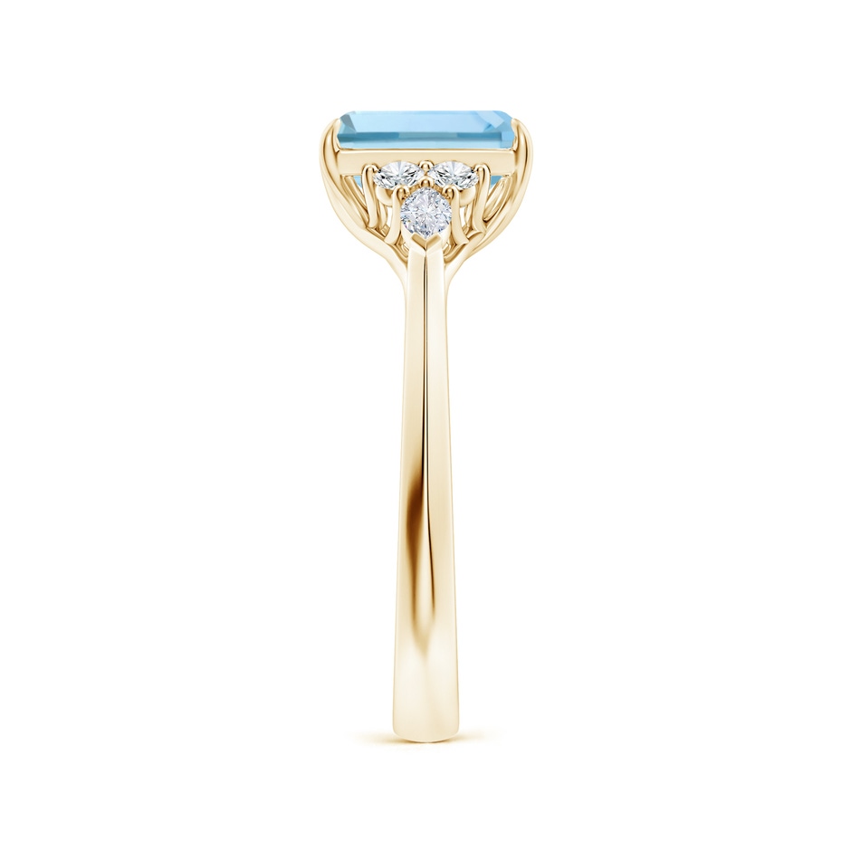 8x6mm AAA Emerald-Cut Aquamarine Side Stone Engagement Ring with Diamonds in Yellow Gold side 299
