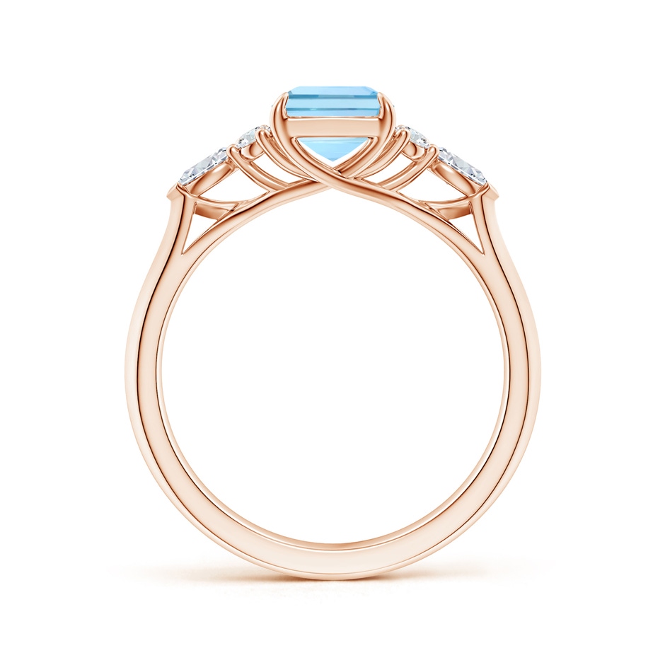 8x6mm AAAA Emerald-Cut Aquamarine Side Stone Engagement Ring with Diamonds in Rose Gold side 199