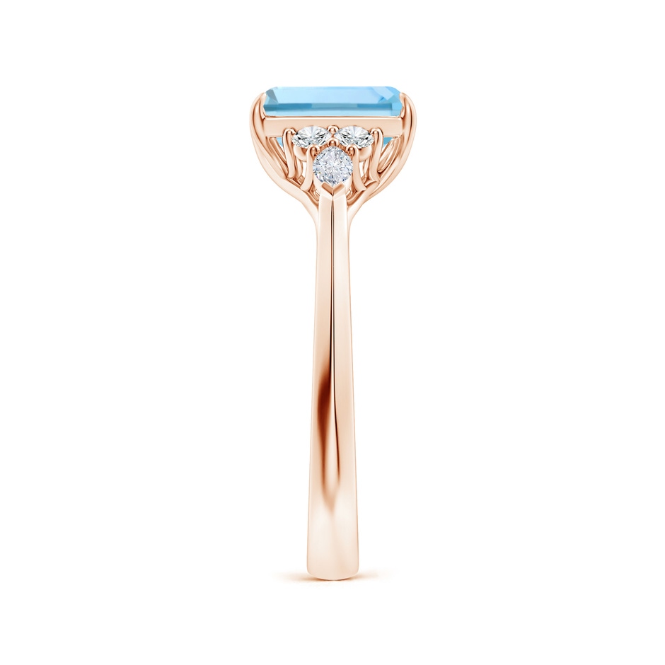 8x6mm AAAA Emerald-Cut Aquamarine Side Stone Engagement Ring with Diamonds in Rose Gold side 299