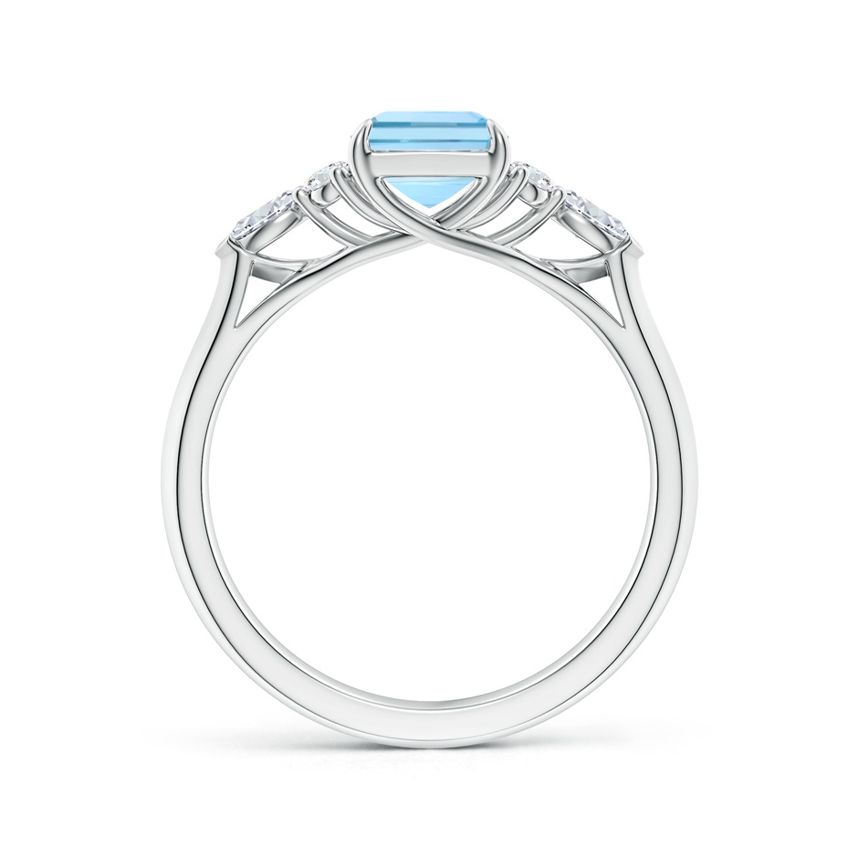 8x6mm AAAA Emerald-Cut Aquamarine Side Stone Engagement Ring with Diamonds in White Gold side 199