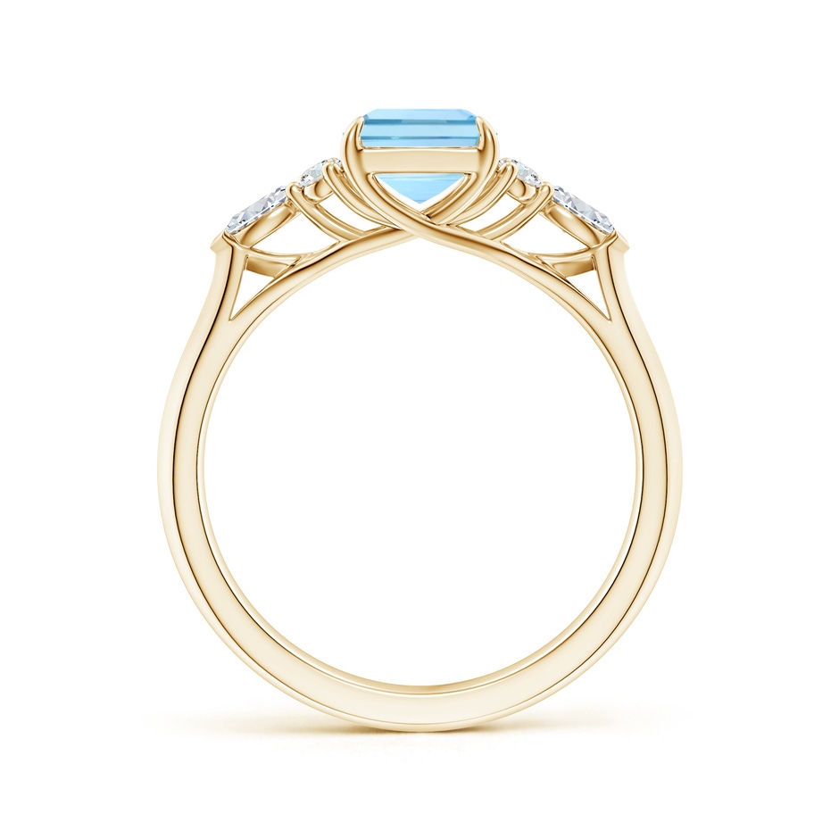 8x6mm AAAA Emerald-Cut Aquamarine Side Stone Engagement Ring with Diamonds in Yellow Gold side 199