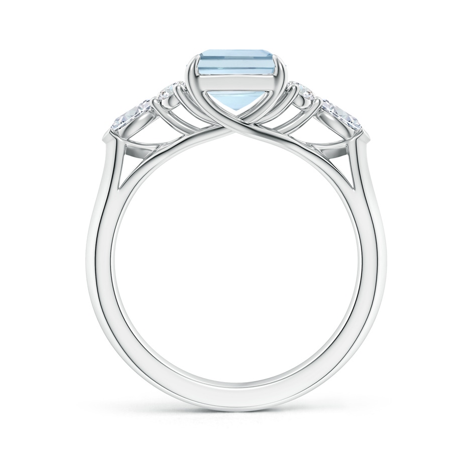 9x7mm A Emerald-Cut Aquamarine Side Stone Engagement Ring with Diamonds in P950 Platinum side 199