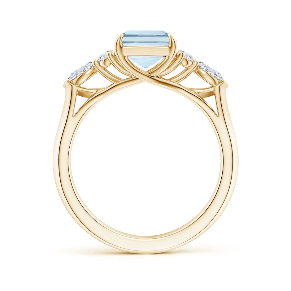 9x7mm A Emerald-Cut Aquamarine Side Stone Engagement Ring with Diamonds in Yellow Gold side 199