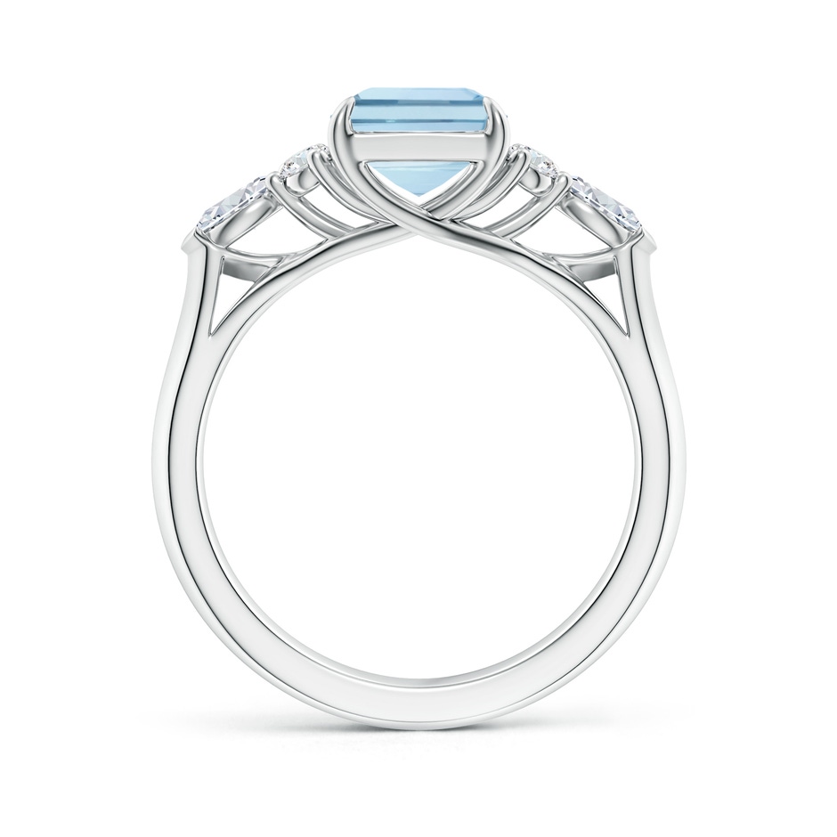 9x7mm AA Emerald-Cut Aquamarine Side Stone Engagement Ring with Diamonds in White Gold side 199