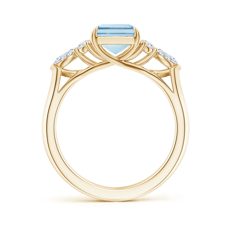 9x7mm AA Emerald-Cut Aquamarine Side Stone Engagement Ring with Diamonds in Yellow Gold side 199
