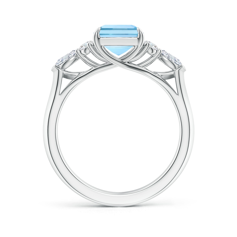 9x7mm AAAA Emerald-Cut Aquamarine Side Stone Engagement Ring with Diamonds in White Gold side 199
