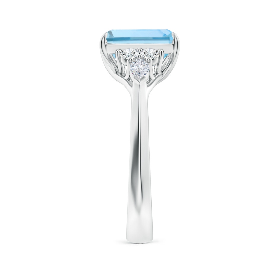 9x7mm AAAA Emerald-Cut Aquamarine Side Stone Engagement Ring with Diamonds in White Gold side 299