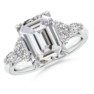 10x7.5mm IJI1I2 Emerald-Cut Diamond Side Stone Engagement Ring with Diamonds in P950 Platinum