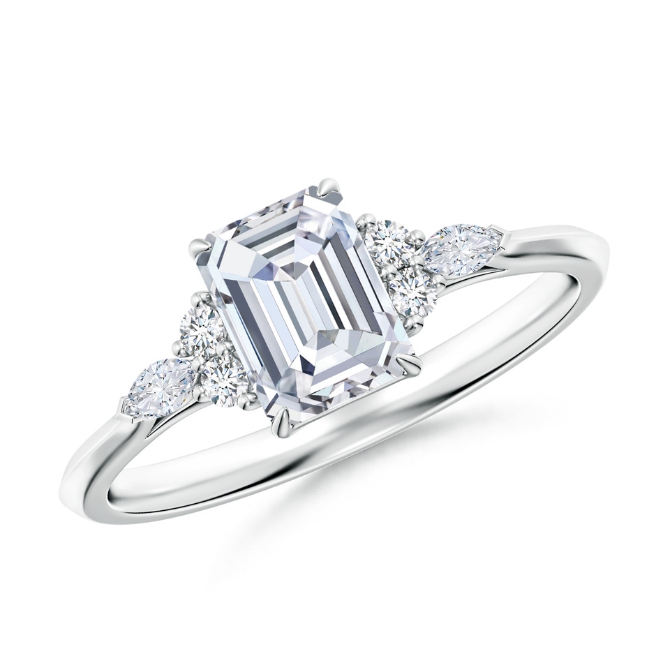 7x5mm GVS2 Emerald-Cut Diamond Side Stone Engagement Ring with Diamonds in P950 Platinum 