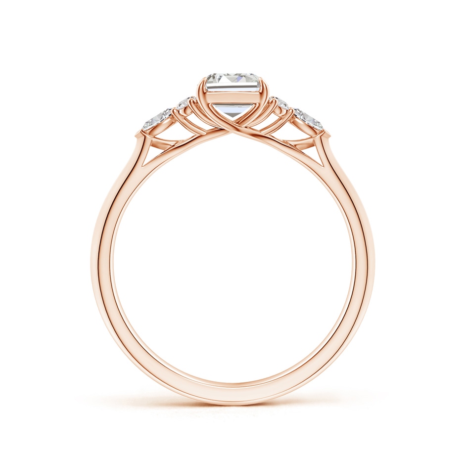 7x5mm IJI1I2 Emerald-Cut Diamond Side Stone Engagement Ring with Diamonds in Rose Gold side 199