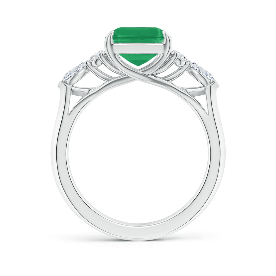 10x8mm A Emerald-Cut Emerald Side Stone Engagement Ring with Diamonds in White Gold side 199