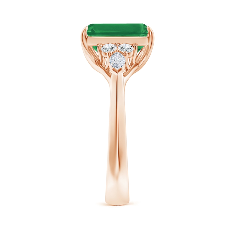 10x8mm AA Emerald-Cut Emerald Side Stone Engagement Ring with Diamonds in 18K Rose Gold side 299