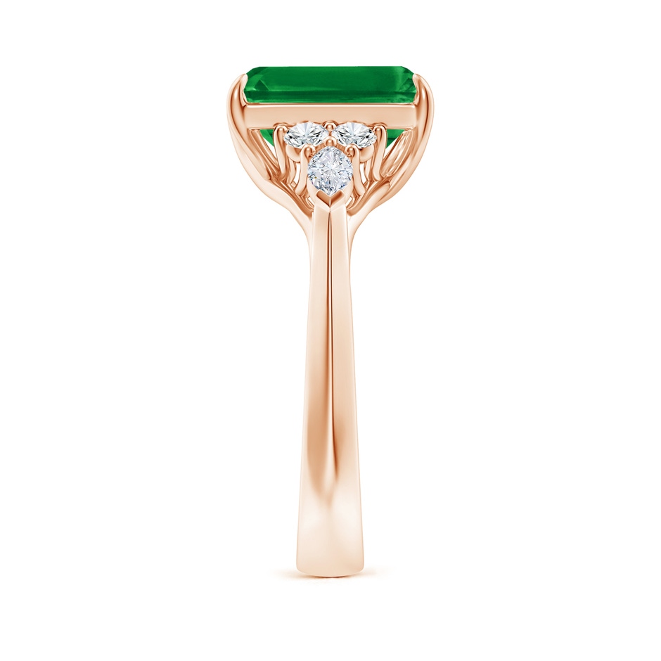 10x8mm AAA Emerald-Cut Emerald Side Stone Engagement Ring with Diamonds in 18K Rose Gold side 299