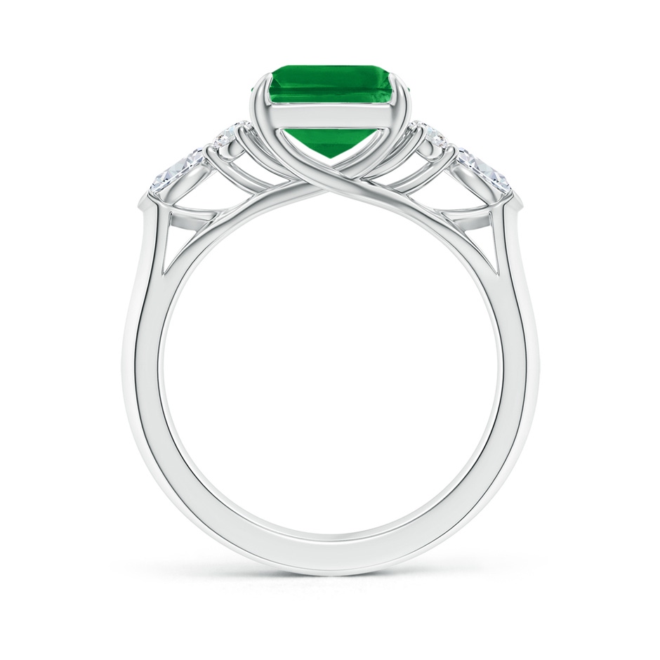 10x8mm AAA Emerald-Cut Emerald Side Stone Engagement Ring with Diamonds in White Gold side 199