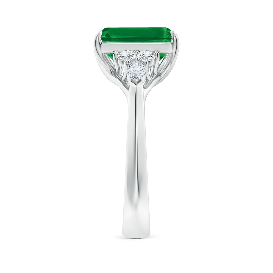 10x8mm AAA Emerald-Cut Emerald Side Stone Engagement Ring with Diamonds in White Gold side 299