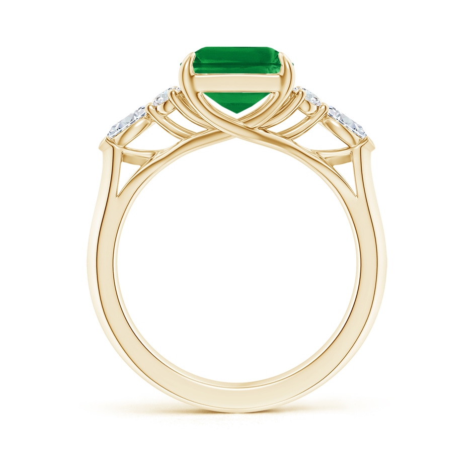10x8mm AAA Emerald-Cut Emerald Side Stone Engagement Ring with Diamonds in Yellow Gold side 199