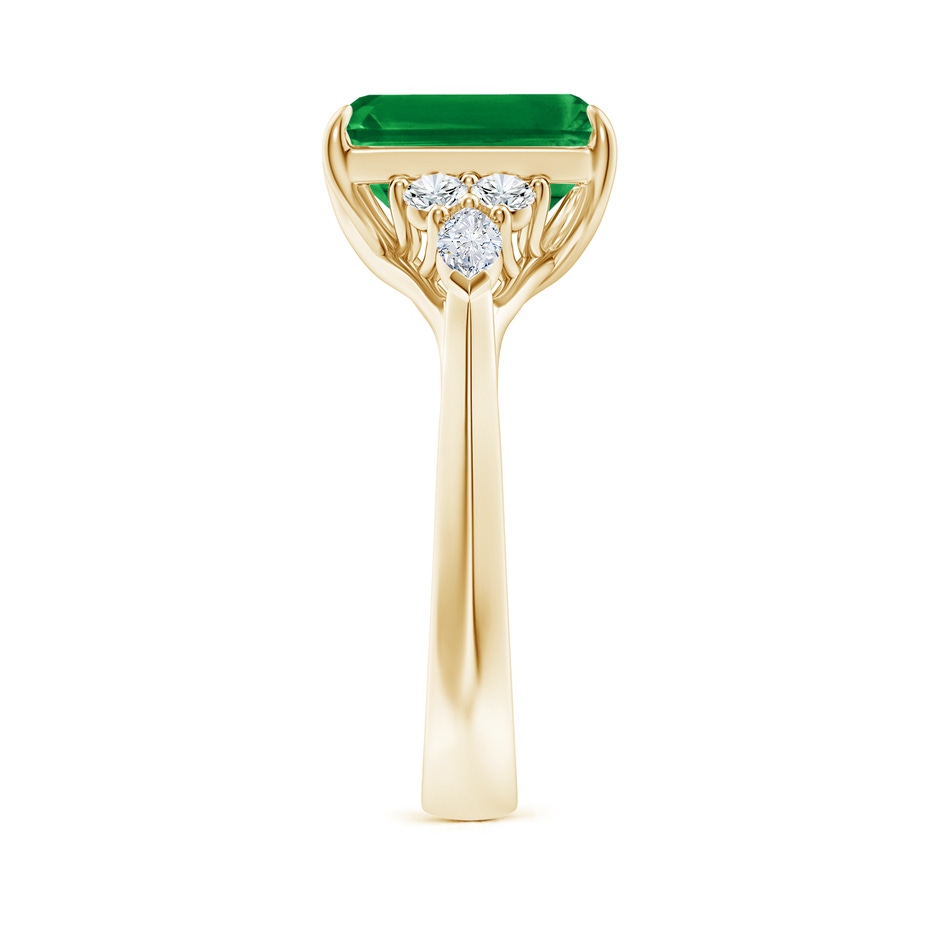 10x8mm AAA Emerald-Cut Emerald Side Stone Engagement Ring with Diamonds in Yellow Gold side 299