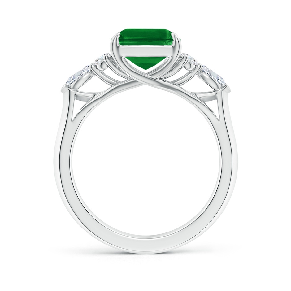 10x8mm AAAA Emerald-Cut Emerald Side Stone Engagement Ring with Diamonds in P950 Platinum side 199