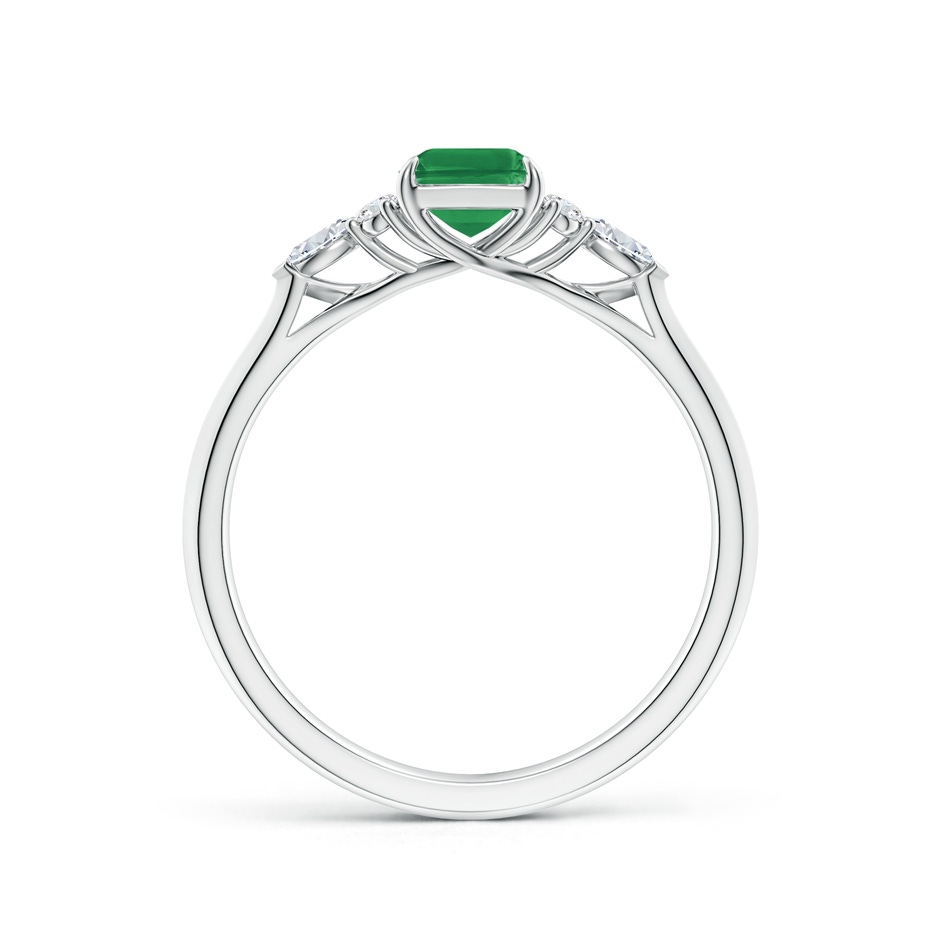 7x5mm AA Emerald-Cut Emerald Side Stone Engagement Ring with Diamonds in White Gold side 199