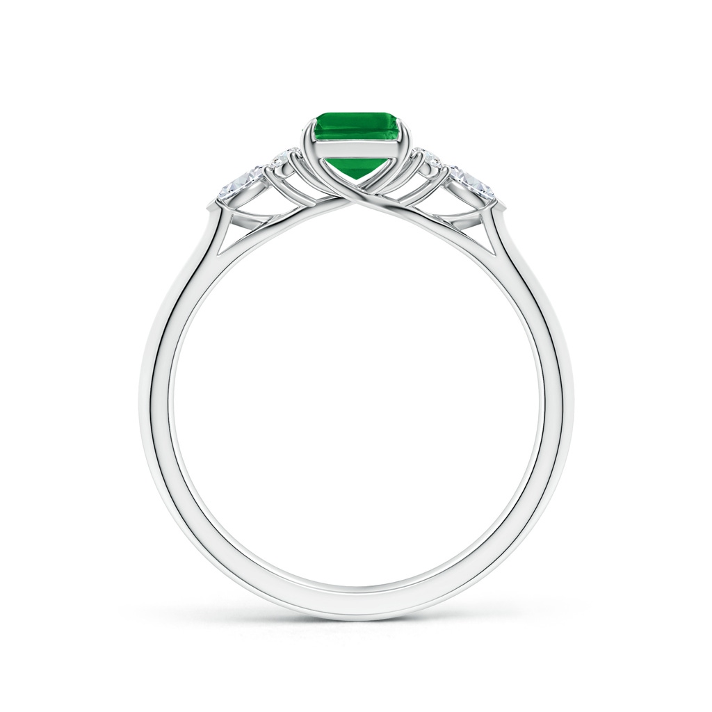 7x5mm AAA Emerald-Cut Emerald Side Stone Engagement Ring with Diamonds in White Gold - side 199