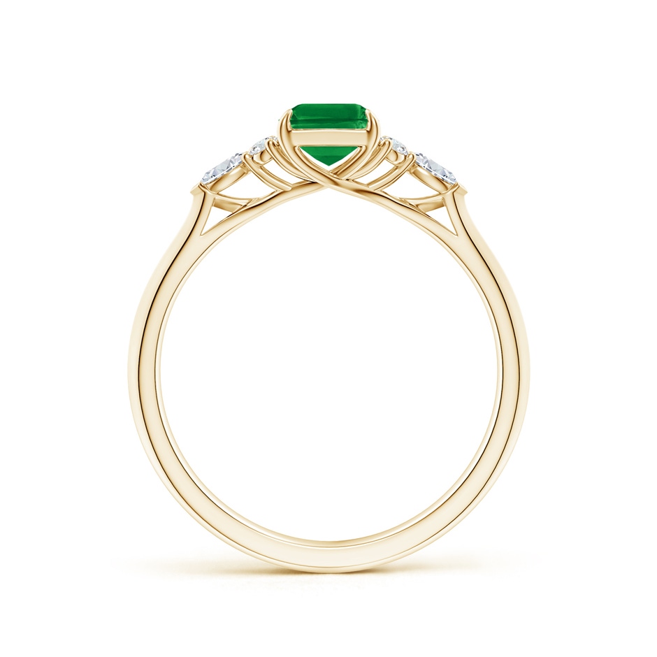 7x5mm AAA Emerald-Cut Emerald Side Stone Engagement Ring with Diamonds in Yellow Gold side 199