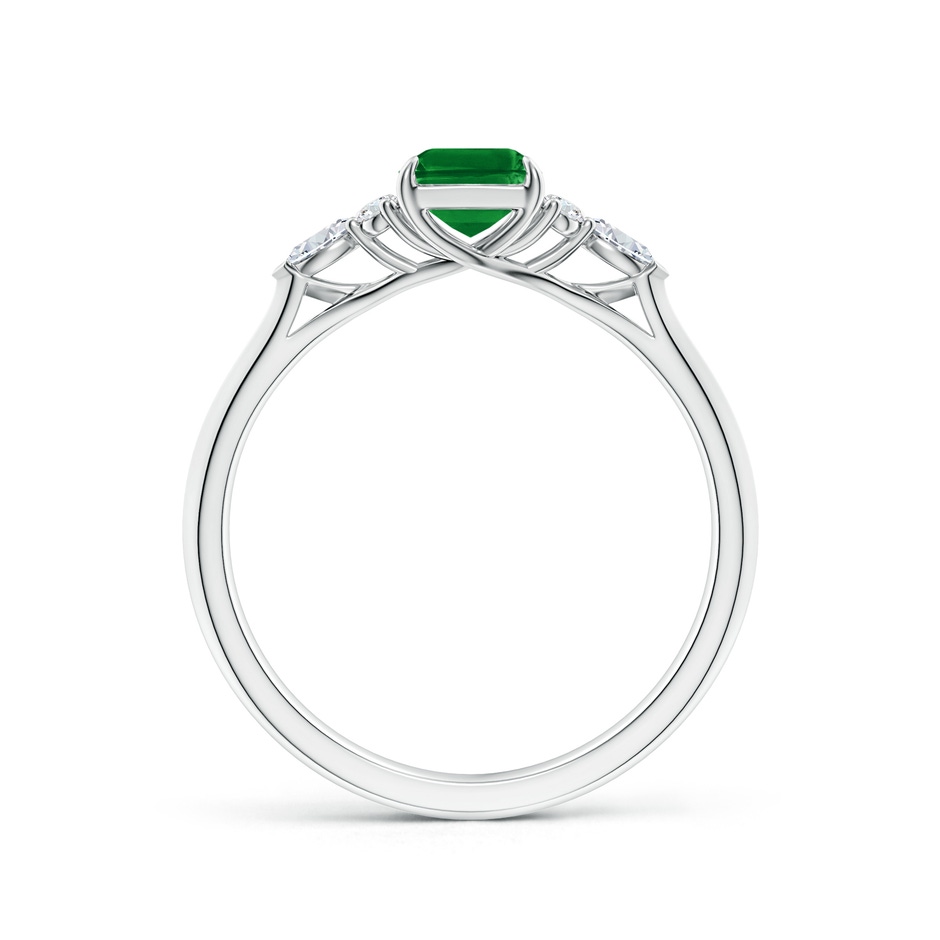 7x5mm AAAA Emerald-Cut Emerald Side Stone Engagement Ring with Diamonds in P950 Platinum side 199