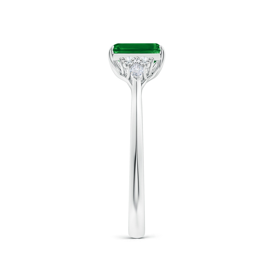 7x5mm AAAA Emerald-Cut Emerald Side Stone Engagement Ring with Diamonds in P950 Platinum side 299